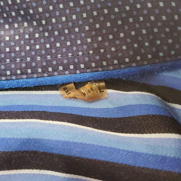 Bugatchi Uomo Mens XL Blue Black Striped Shaped Fit Long Sleeve Button-Up Shirt - Picture 7 of 10